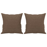 Set di Divani 2 pz con Cuscini Marrone in Tessuto
