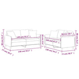 Set di Divani 2 pz con Cuscini Marrone in Tessuto