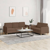 Set di Divani 2 pz con Cuscini Marrone in Tessuto