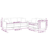 Set di Divani 2 pz con Cuscini Marrone in Tessuto