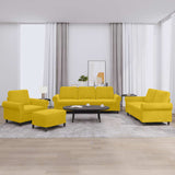 Set di Divani 4 pz con Cuscini giallo in Velluto