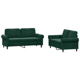 Set di Divani 2 pz con Cuscini Verde scuro in Velluto