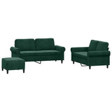 Set di Divani 3 pz con Cuscini Verde scuro in Velluto