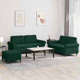 Set di Divani 3 pz con Cuscini Verde scuro in Velluto