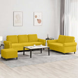 Set di Divani 3 pz con Cuscini giallo in Velluto