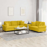 Set di Divani 2 pz con Cuscini Giallo in Velluto