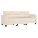 Set Divani 4 pz con Cuscini Beige in Tessuto Microfibra