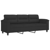 Set Divani 4 pz con Cuscini Nero in Tessuto Microfibra