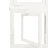 Divisorio Ambienti 4Pannelli Bianco Legno Massello di Paulownia
