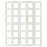 Divisorio Ambienti 5Pannelli Bianco Legno Massello di Paulownia