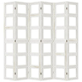 Divisorio Ambienti 6Pannelli Bianco Legno Massello di Paulownia
