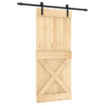 Porta Scorrevole con Set Hardware 90x210 cm Legno Massello Pino