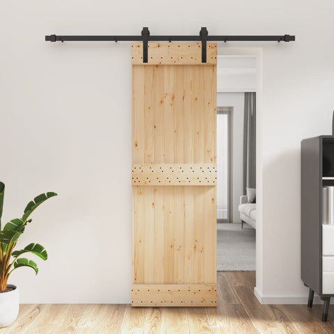 Porta Scorrevole con Set Hardware 70x210 cm Legno Massello Pino
