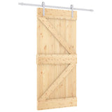 Porta Scorrevole con Set Hardware 90x210 cm Legno Massello Pino