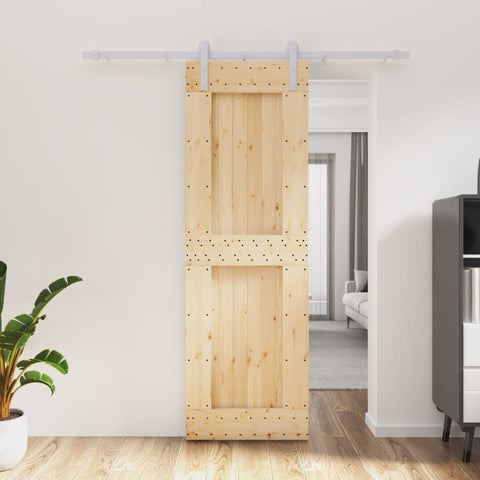 Porta Scorrevole con Set Hardware 70x210 cm Legno Massello Pino