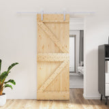 Porta Scorrevole con Set Hardware 80x210 cm Legno Massello Pino