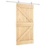 Porta Scorrevole con Set Hardware 100x210cm Legno Massello Pino