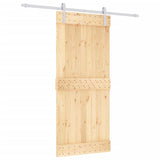 Porta Scorrevole con Set Hardware 90x210 cm Legno Massello Pino