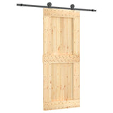 Porta Scorrevole con Set Hardware 85x210 cm Legno Massello Pino