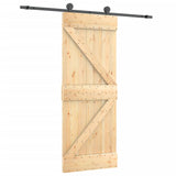 Porta Scorrevole con Set Hardware 70x210 cm Legno Massello Pino