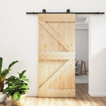 Porta Scorrevole con Set Hardware 95x210 cm Legno Massello Pino