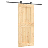 Porta Scorrevole con Set Hardware 85x210 cm Legno Massello Pino