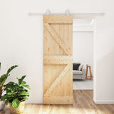 Porta Scorrevole con Set Hardware 70x210 cm Legno Massello Pino