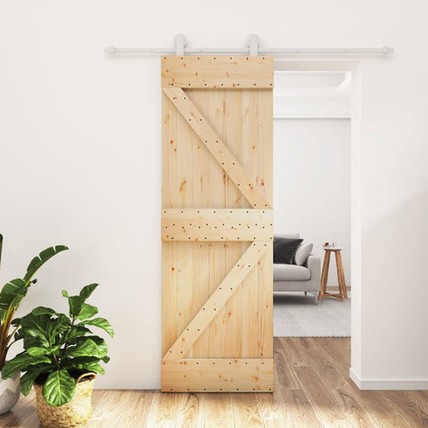 Porta Scorrevole con Set Hardware 70x210 cm Legno Massello Pino