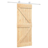 Porta Scorrevole con Set Hardware 80x210 cm Legno Massello Pino