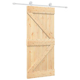 Porta Scorrevole con Set Hardware 90x210 cm Legno Massello Pino