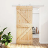 Porta Scorrevole con Set Hardware 90x210 cm Legno Massello Pino
