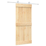 Porta Scorrevole con Set Hardware 90x210 cm Legno Massello Pino