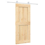 Porta Scorrevole con Set Hardware 85x210 cm Legno Massello Pino