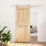 Porta Scorrevole con Set Hardware 85x210 cm Legno Massello Pino