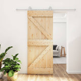 Porta Scorrevole con Set Hardware 85x210 cm Legno Massello Pino