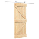 Porta Scorrevole con Set Hardware 80x210 cm Legno Massello Pino
