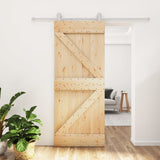 Porta Scorrevole con Set Hardware 80x210 cm Legno Massello Pino
