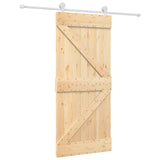 Porta Scorrevole con Set Hardware 90x210 cm Legno Massello Pino