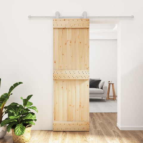 Porta Scorrevole con Set Hardware 70x210 cm Legno Massello Pino