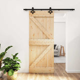 Porta Scorrevole con Set Hardware 85x210 cm Legno Massello Pino