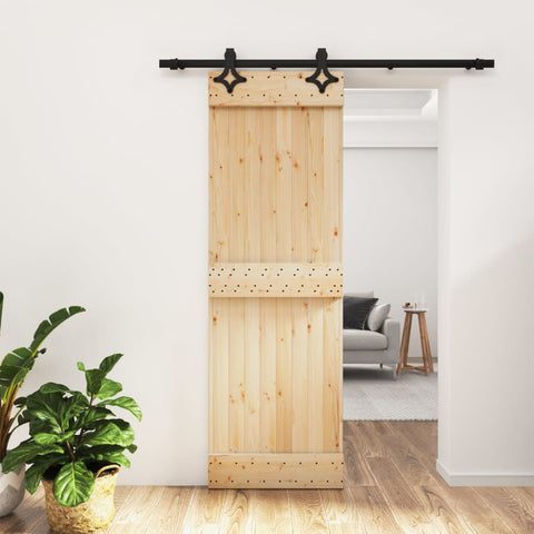 Porta Scorrevole con Set Hardware 70x210 cm Legno Massello Pino
