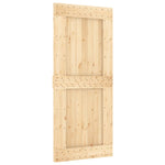 Porta Scorrevole con Set Hardware 90x210 cm Legno Massello Pino