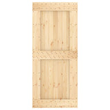 Porta Scorrevole con Set Hardware 90x210 cm Legno Massello Pino