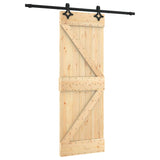 Porta Scorrevole con Set Hardware 70x210 cm Legno Massello Pino