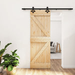 Porta Scorrevole con Set Hardware 70x210 cm Legno Massello Pino