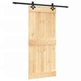 Porta Scorrevole con Set Hardware 90x210 cm Legno Massello Pino
