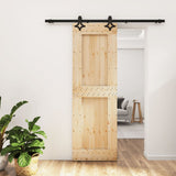 Porta Scorrevole con Set Hardware 70x210 cm Legno Massello Pino