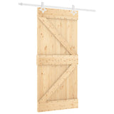 Porta Scorrevole con Set Hardware 90x210 cm Legno Massello Pino