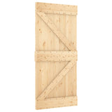 Porta Scorrevole con Set Hardware 90x210 cm Legno Massello Pino