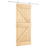 Porta Scorrevole con Set Hardware 85x210 cm Legno Massello Pino